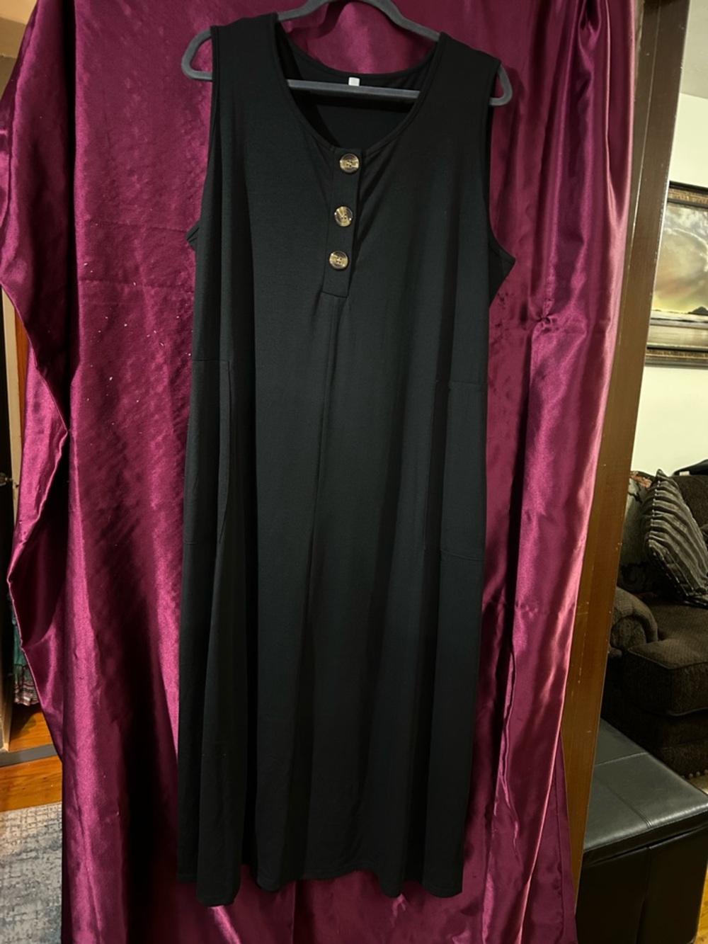 Sleeveless Black Button-Front Maxi Dress. NEW - never worn- no tags